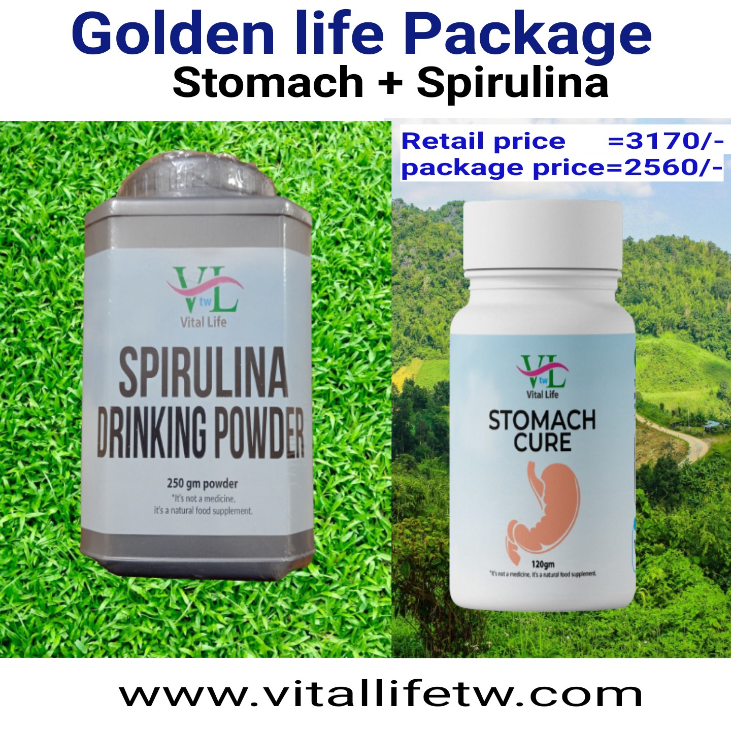 SPirulina + Stomach Cure (Golden life package) 